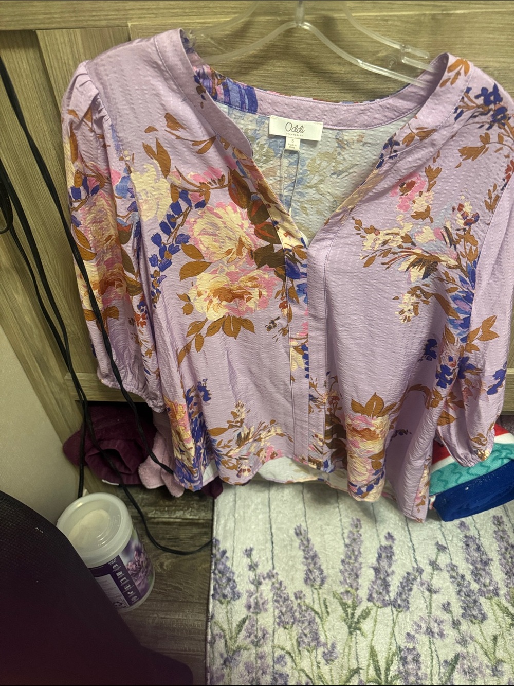 Odell Lavender Floral Button-Front Blouse - Women's